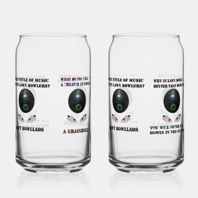 Funny Lawn Bowls Puns,  Can Glass (Left)