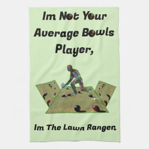 Funny Lawn Bowls Ranger, Tea Towel