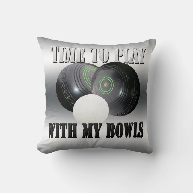 Funny Lawn Bowls Time To Play, Cushion (Front)