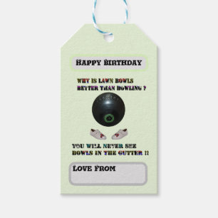 Funny Lawn Bowls Versus Bowling, Birthday Gift Tags