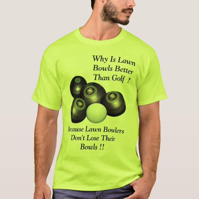 Funny Lawn Bowls Versus Golf Design, T-Shirt (Front)