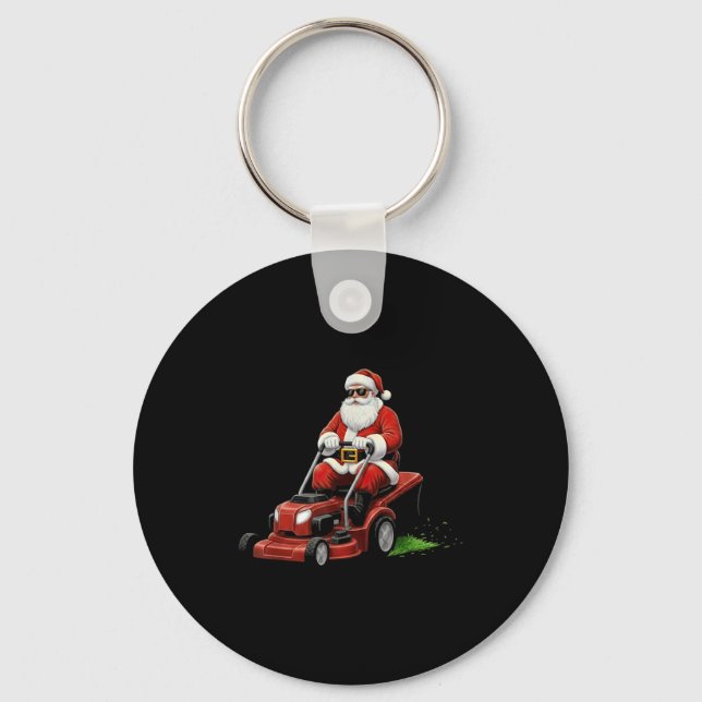 Funny Lawn Mower Santa Christmas Graphic Mowing La Key Ring (Front)