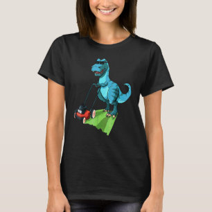 Funny Lawn Mower T Rex Tractor Mowing For Kids Tod T-Shirt