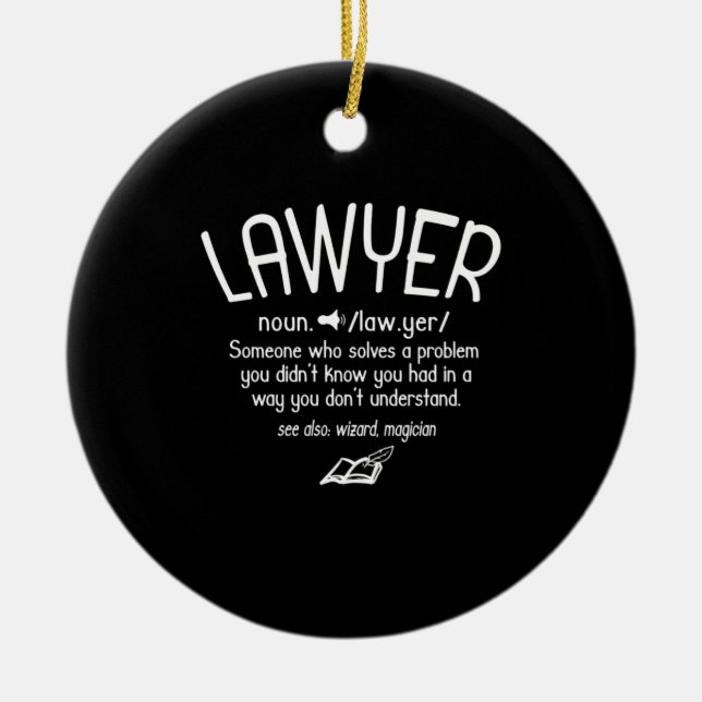 Funny Lawyer Definition Ceramic Tree Decoration (Front)