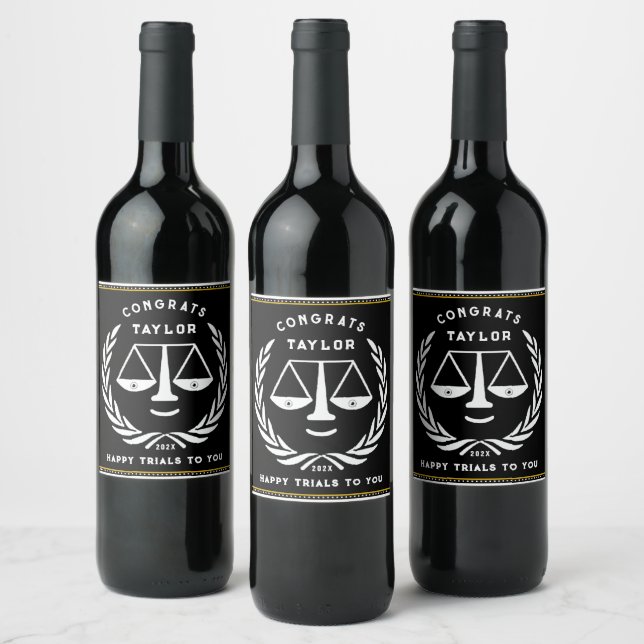 Funny Lawyer Grad Wine Label (Bottles)