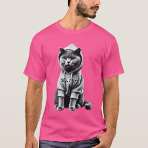 Funny Lazy British Shorthair Cat Chillin Relaxing  T-Shirt