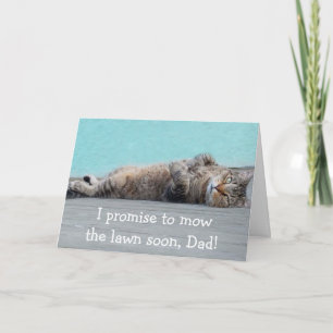 Funny Lazy Cat For Dad Birthday Card