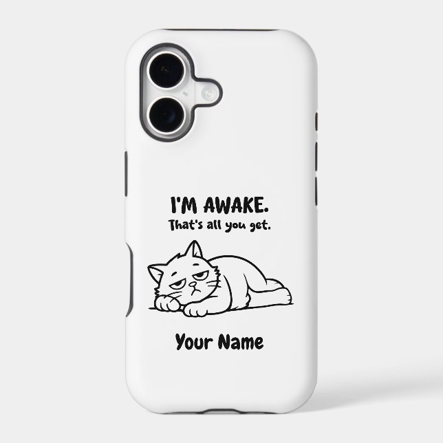 Funny Lazy Cat iPhone Case | Custom I’m Awake (Back)