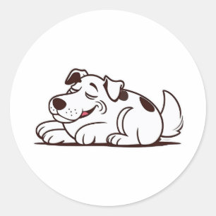 Funny Lazy Dog Design Classic Round Sticker