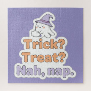 Funny Lazy Halloween Quote Trick Treat Nap Desig Jigsaw Puzzle
