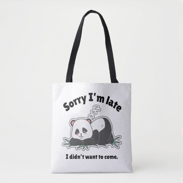 Funny Lazy Panda Design Tote Bag (Front)