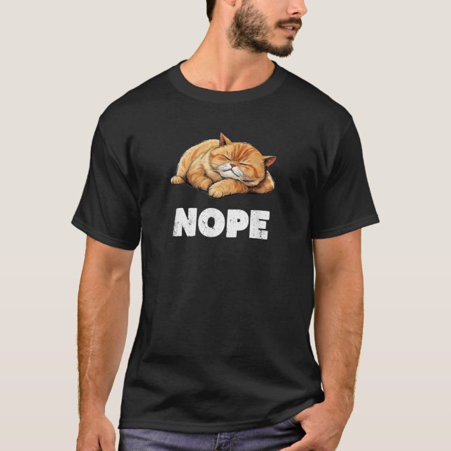 Funny Lazy Scottish Straight Cat Nope  for Men Wom T-Shirt (Front)