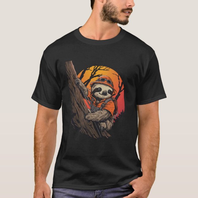 Funny Lazy Sloth Arborist T-Shirt (Front)