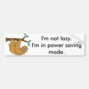 Funny Lazy Sloth Cartoon Bumper Sticker