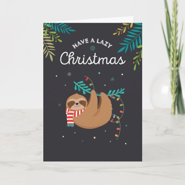 Funny Lazy Sloth Christmas Card (Front)