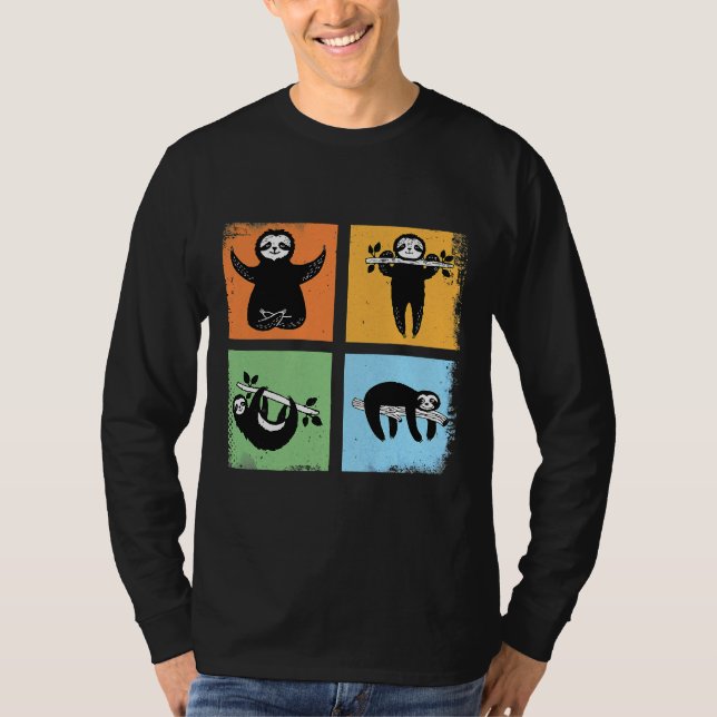 Funny Lazy Sloth Retro Vintage Style T-Shirt (Front)