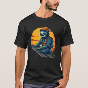 Funny Lazy Sloth Roofer T-Shirt