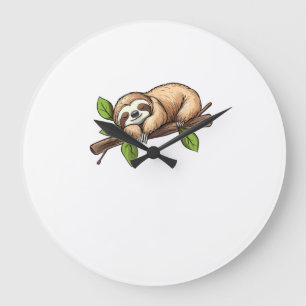 Funny Lazy Sloth T-Shirt Large Clock