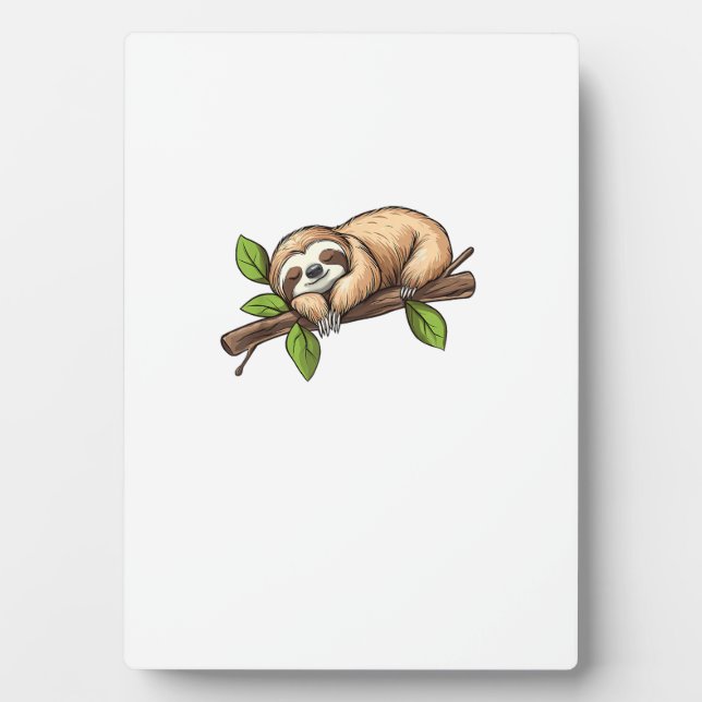 Funny Lazy Sloth T-Shirt Plaque (Front)