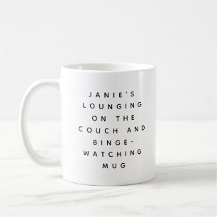 Funny Lazy Watching TV Personalised Coffee Mug