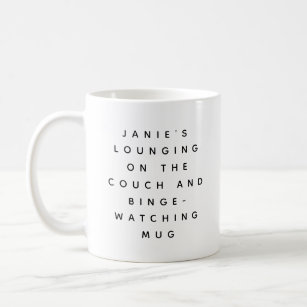 Funny Lazy Watching TV Personalised Coffee Mug