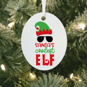 Funny lChristmas Ornament, Santa's Coolest Elf Metal Tree Decoration