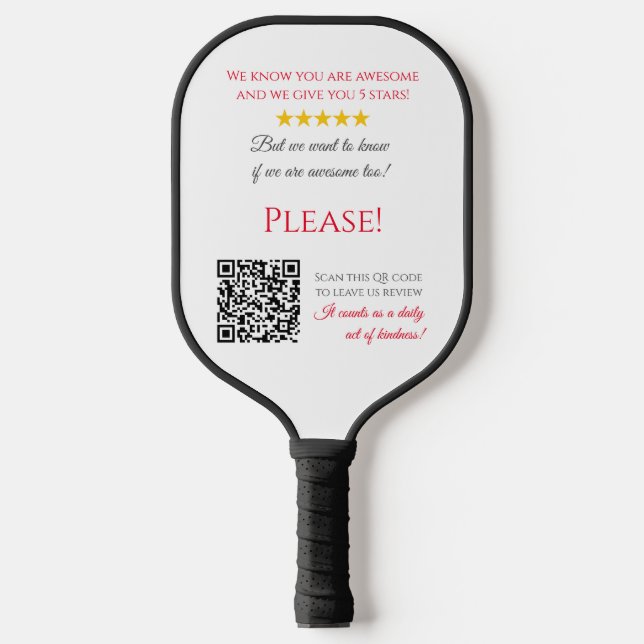 Funny leave a review hostel hotel bussiness logo  pickleball paddle (Front)