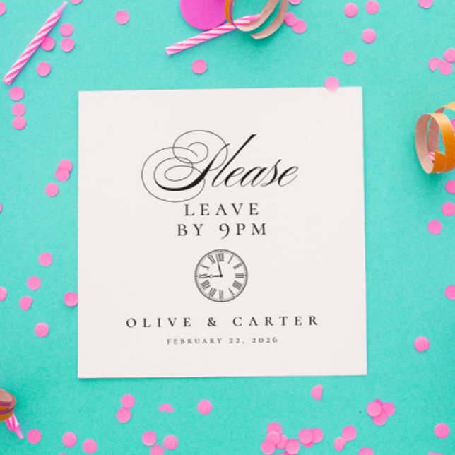 Funny Leave By 9pm Wedding Cocktail Napkin (Creator Uploaded)