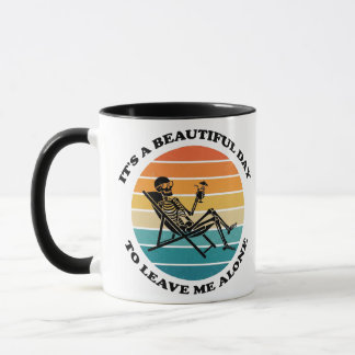 Funny "Leave Me Alone" Retro Skeleton Sarcastic Mug