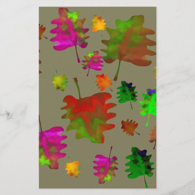 Funny leaves watercolor stationery (Front)