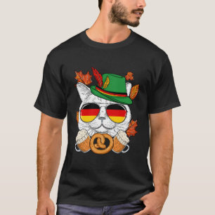 Funny Lederhosen Cat Sunglasses Germany Flag Oktob T-Shirt