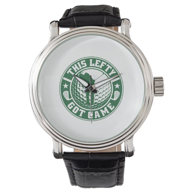 Funny Left Handed Golf Player Watch (Front)