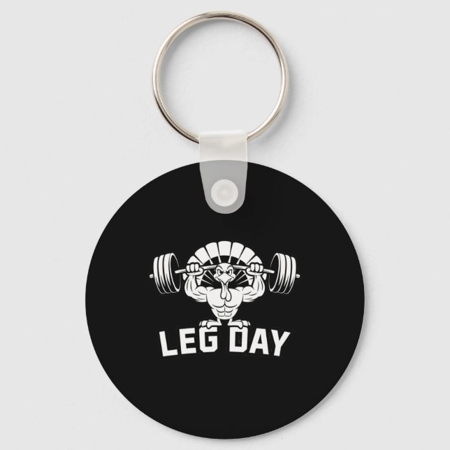 Funny Leg Day Thanksgiving Turkey Deadlifting Dead Key Ring (Front)
