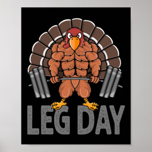 Funny Leg Day Thanksgiving Turkey Deadlifting Dead Poster