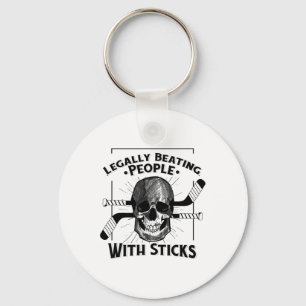 Funny Legally Beating People With Sticks Skull Ice Key Ring