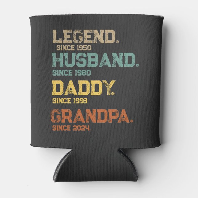 Funny Legend Husband Daddy Grandpa Custom Gift Can Cooler (Front)