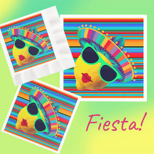 Funny Lemon Lady With Sombrero Party Napkin