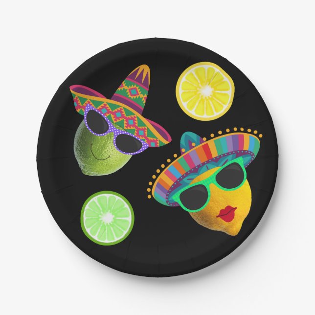 Funny Lemon Lime Party Fiesta  Paper Plate (Front)