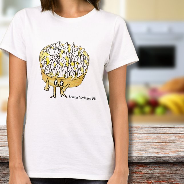 Funny Lemon Meringue Pie Quirky Cute Dessert Humor T-Shirt (Cute lemon meringue pie cartoon art T-shirt for cake overs and baking foodies)