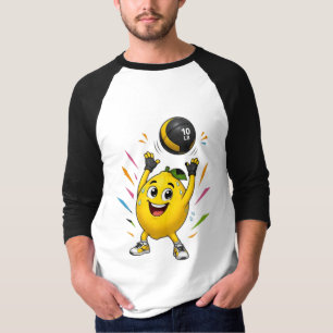 Funny Lemon Weightlifting Cartoon Gym Workout T-Shirt