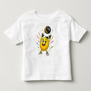 Funny Lemon Weightlifting Cartoon Gym Workout Toddler T-Shirt