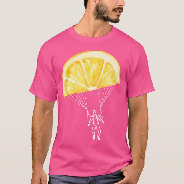 Funny Lemons Summer Sun Skydiving Parachute T-Shirt (Front)