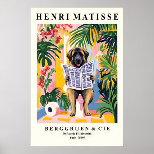 Funny Leonberger Art - Dog on Toilet, Matisse Poster