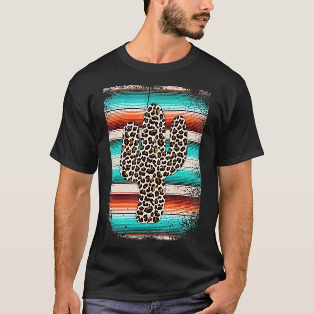 Funny Leopard Cactus Serape Cactus print T-Shirt (Front)
