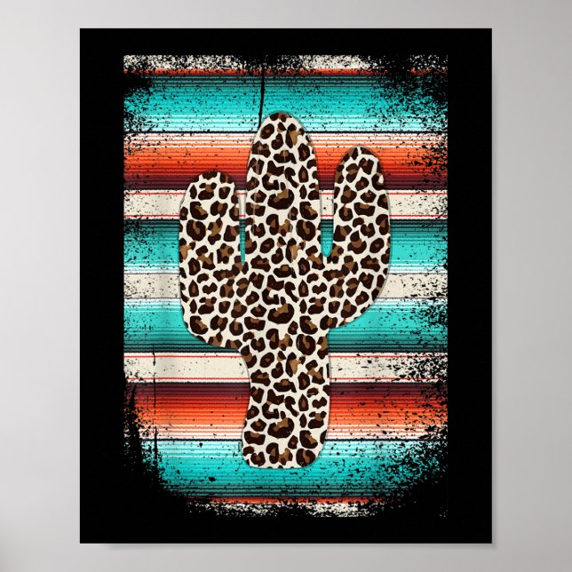 Funny Leopard Cactus Serape Cactus print Turquoise (Front)