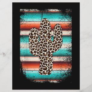 Funny Leopard Cactus Serape Cactus print Turquoise Custom Letterhead