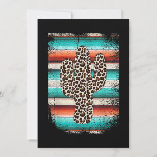 Funny Leopard Cactus Serape Cactus print Turquoise Invitation