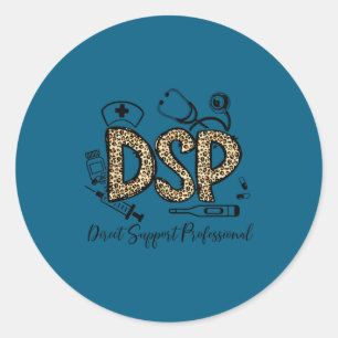 Funny leopard dsp direct support professional week classic round sticker