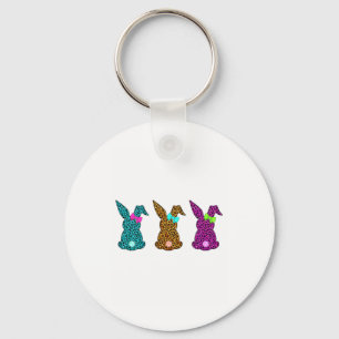 Funny Leopard Easter Bunny Rabbit Cute Easter Day Key Ring