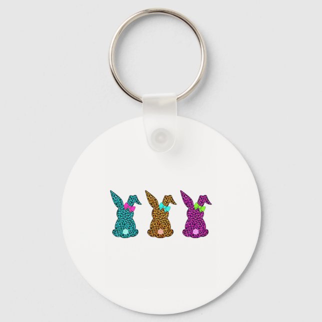 Funny Leopard Easter Bunny Rabbit Cute Easter Day  Key Ring (Front)